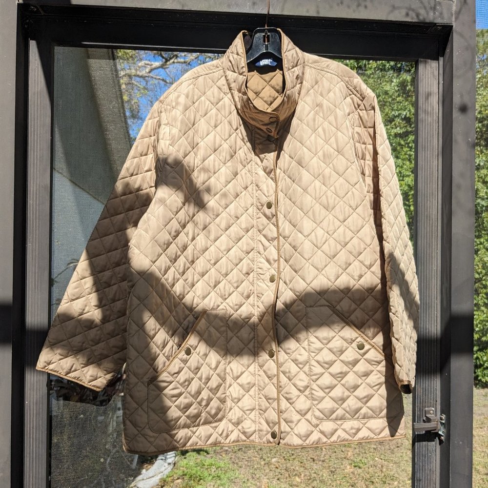 Lands End Barn Coat 3X Women's Quilted Tan 24-26W